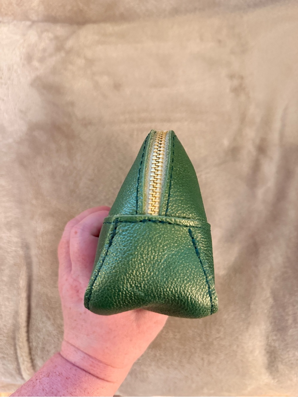 Portland Leather Goods Green metallic pebbled leather pouch - Picture 5 of 6